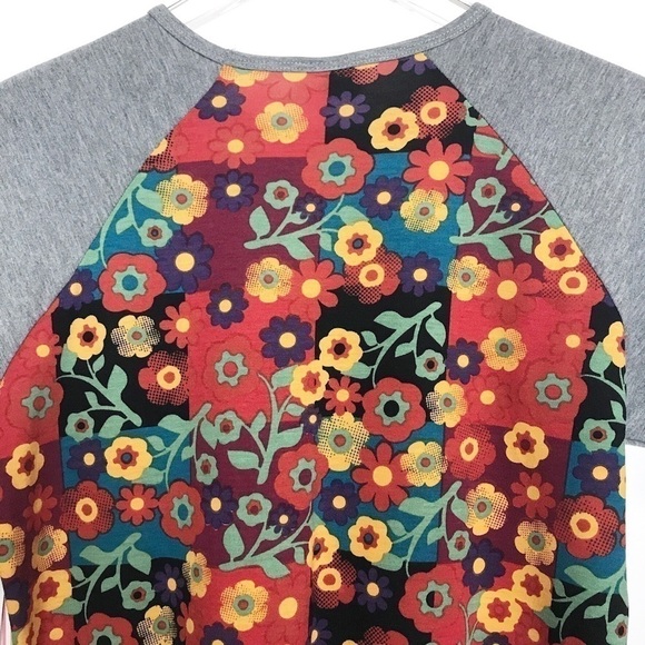 LuLaRoe Randy pullover floral body grey sleeve NWT - Picture 5 of 8